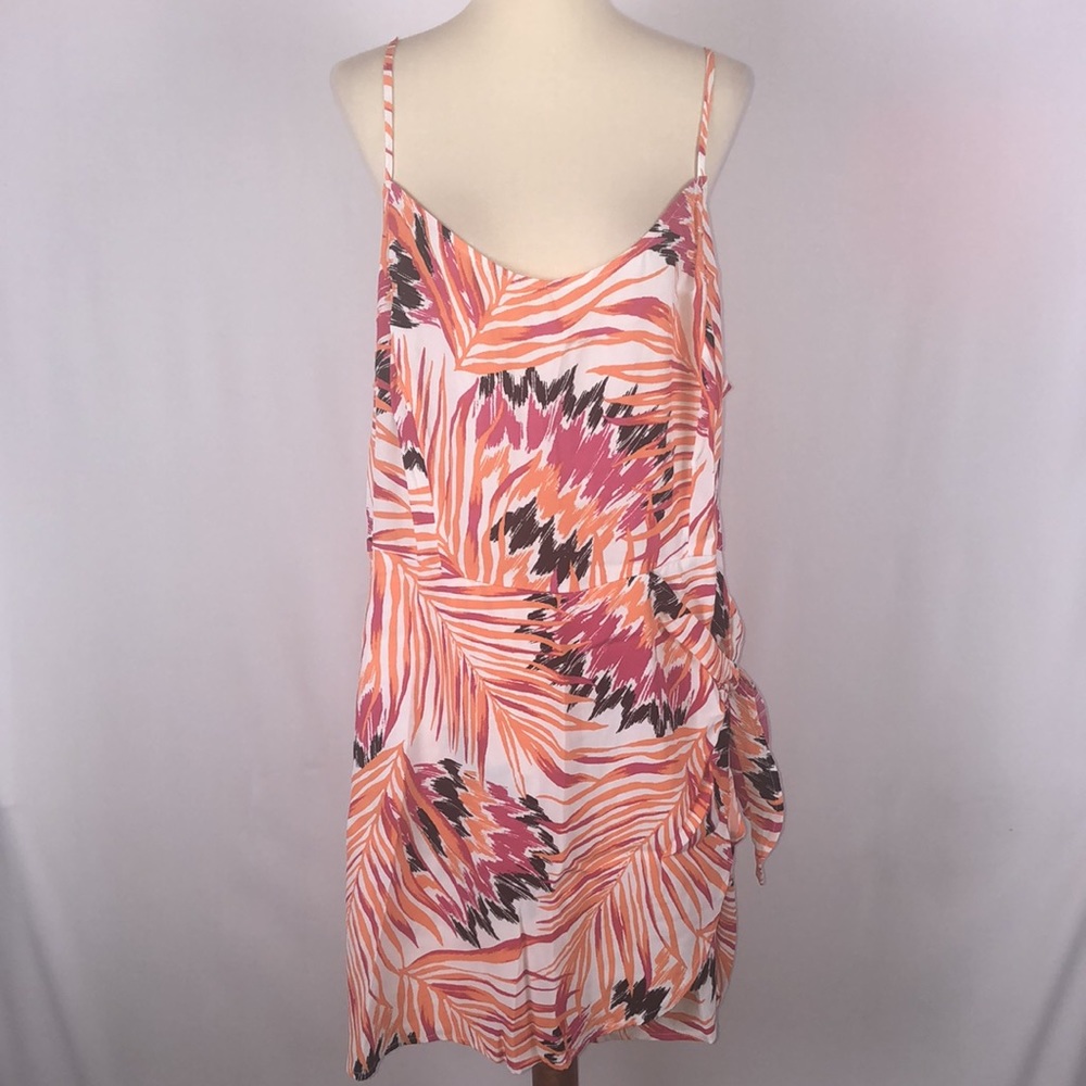 Forever 21+ Orange, Pink & Black Faux Wrap Romper w/Side Belt - Size 1X